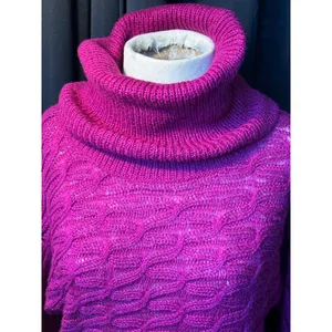 Old Navy Magenta Pink Cowl Neck Cable Knit Sweater Dress Small‎ Dolman Sleeve thumbnail 8