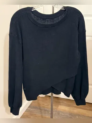 Lululemon Reversible Crossover Ribbed Wrap Sweater Black Large thumbnail 1