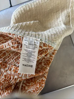 Free People In The Groove Smocked Strapless Tube Top Boho Ivory Orange L NWT thumbnail 7