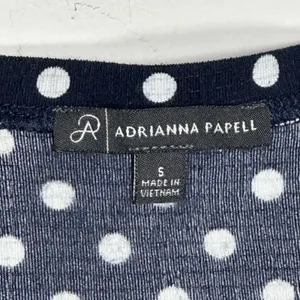 Adrianna Papell Womens Navy Blue White Polka‎ Dot V-Neck Sleeveless Blouse Small thumbnail 5