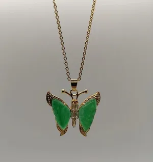 Green Jade Butterfly Necklace thumbnail 1