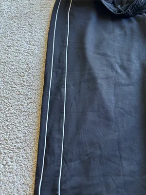 Black Wide Leg Track Pants with White Side Piping thumbnail 3
