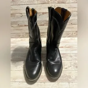 Justin Boots J Diamond L3233 Black Leather Roper Western Boots Women's Size 6.5E thumbnail 9