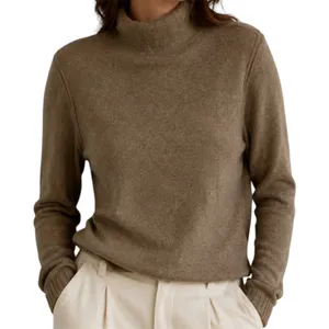 J.Crew Alpaca Sweater Merino Wool Knit Mock Neck Ribbed Hem Pullover Tan Small thumbnail 1