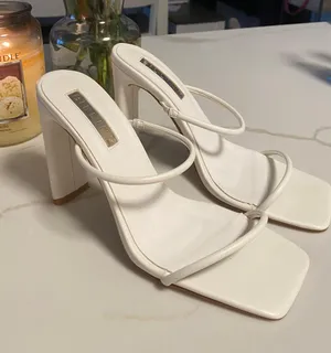 Boutique White Strappy Heels thumbnail 1