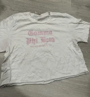 White and pink Gamma Phi Beta cropped shirt Size M thumbnail 1