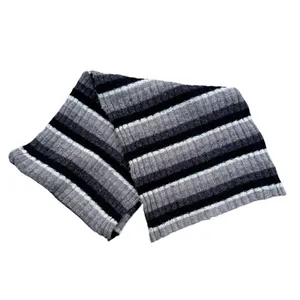 Vintage GAP Multicolor Striped 90s Grunge Scarf Wool Cotton Black‎ Tan Brown thumbnail 3