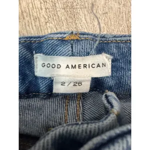Good‎ American High Rise Straight Leg Blue Jeans Raw Hem Women's Size 2/26 thumbnail 2
