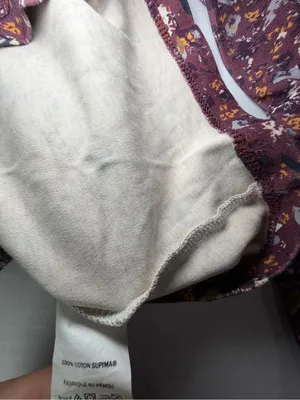 L.L. Bean Burgundy Floral Hooded Long Sleeve Top supima cotton thumbnail 4