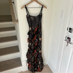 Katie May Revolve Take a Sip Midi Dress in Black 70's Floral thumbnail 4