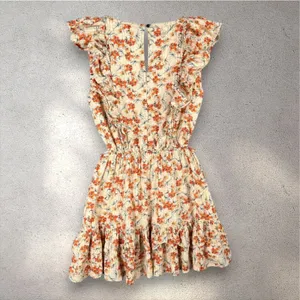 MINKPINK Zahari Summer Dress Women’s S Orange Mini Ruffle Floral Bohemian Beach thumbnail 4