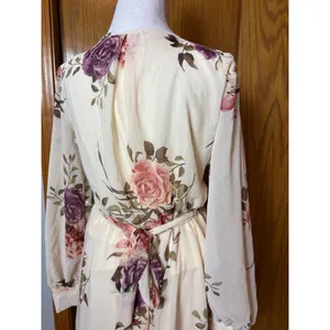 Baltic Born Lydia Ivory Floral Chiffon Maxi Dress V-Neck bump frendly NWT thumbnail 7