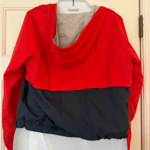 H&M red and navy windbreaker light jacket hooded Women's Jacket Y2K 90’s thumbnail 4