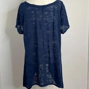 French Laundry semi sheer shirt sleeve shirt. Bling embellishments. Size L. thumbnail 4
