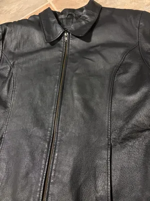 Triage women’s 2X Black leather jacket quilted padded lining nylon polyester thumbnail 3