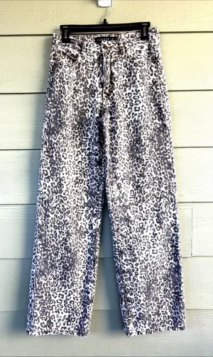 Lioness Leopard Cheetah Animal Print Denim 100% Cotton Jeans Pants Womens XS thumbnail 1