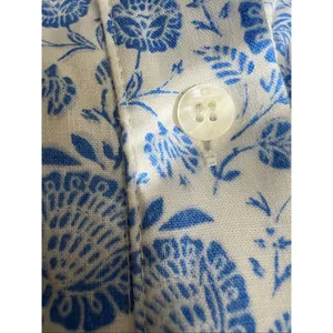 Kiel James Patrick Blue Floral Linen Blend Shirt Dress Nautical Cottage thumbnail 8