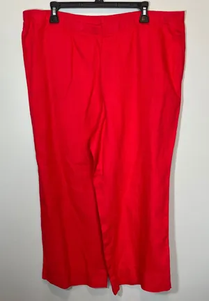 J. Jill Pimento Red 100% Linen Wide Leg Elastic Waist Pants NWT Women's Large thumbnail 1