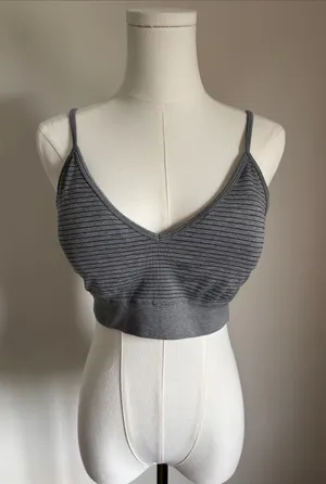 Striped Gray Wireless Bralette thumbnail 1