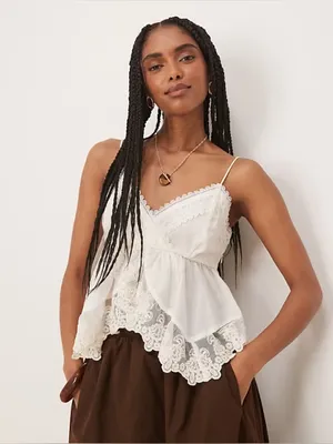 Abercrombie Babydoll Lace Trim Cami Tank Top thumbnail 4