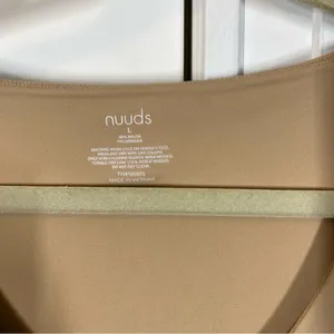 Nuuds Long‎ Sleeve Scoop Neck Bodysuit beige tan size Large basics neutral thumbnail 2