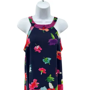 Betsey Johnson Floral Dress Size 8 Sleeveless Navy A-Line High‎ Neck Summer thumbnail 2