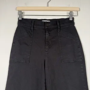 EVEREVE Black Stretch Cotton Blend Chino Wide Leg Pants | Size 24 thumbnail 2