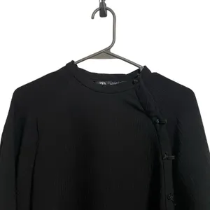 ZARA Black Mandarin Collar Button Front Long‎ Sleeve Blouse Women Size M thumbnail 2