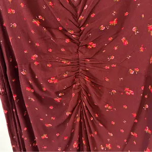 Old Navy Burgundy Puff-Sleeve V-Neck Midi Dress NWT NEW Large Burgundy Floral thumbnail 5