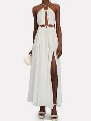 12th Tribe Cream Ivory Satin Cutout Maxi Dress Small thumbnail 8