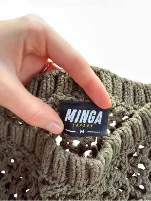 Minga London Olive Green Star Open Knit Sweater Size M thumbnail 7
