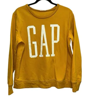 Gap Sweatshirt Medium Rugby Gold Logo Crewneck‎ Mustard Yellow Casual Pullover thumbnail 1