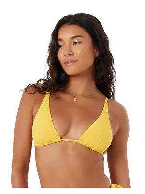 NWT Roxy Womens Tiki Triangle Tie-Back Bikini Swim Top 52038270405 Yellow XL thumbnail 1