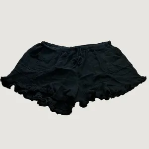 Umgee Black Gauze Ruffle Hem Shorts XL Cotton Elastic Drawstring Waist WK6518 thumbnail 2