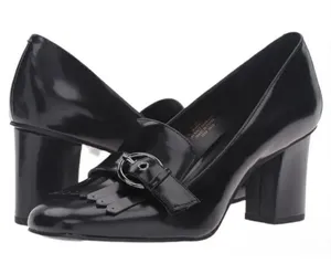 NINE WEST Women's Black Umbriah Leather Dress Pump(Size 9M) thumbnail 1