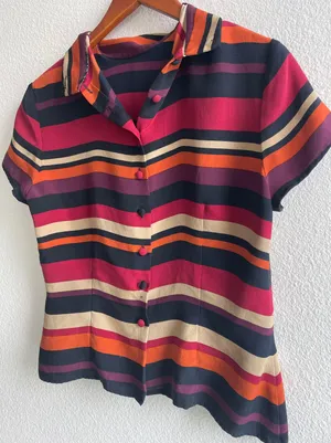 Vintage Striped Button Up Multi thumbnail 3