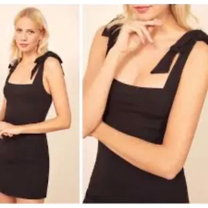 Reformation Jeans Liz Mini Dress Womens M Black Ribbed Tie Shoulder Straps thumbnail 2