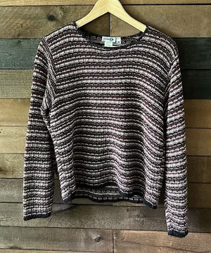 Vintage Paul Harris Designs Textured Maroon Stripe Knit Sweater Size M thumbnail 1