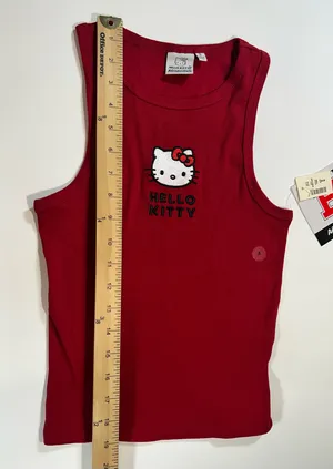 Hello Kitty x Aeropostale Red Embroidered Ribbed Tank Top Size Small thumbnail 4