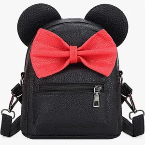 Disney Minnie Mouse Ears & Red Bow Convertible Mini Backpack Crossbody Bag Purse thumbnail 1