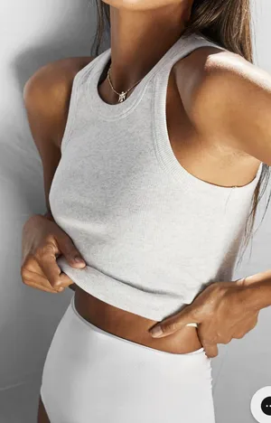 All Things Golden Ribbed Muscle Crop Gray thumbnail 2