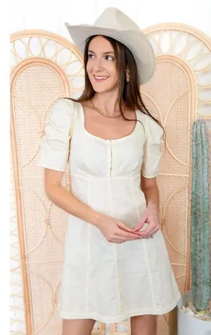 FREE PEOPLE Cheyenne Smocking Short Puff Sleeve Denim Mini Dress Size X-Small thumbnail 14