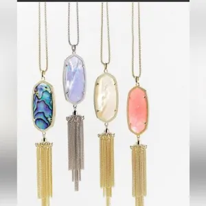 Nwot Kendra Scott Pink Iridescent Tassel Pendant Necklace thumbnail 2