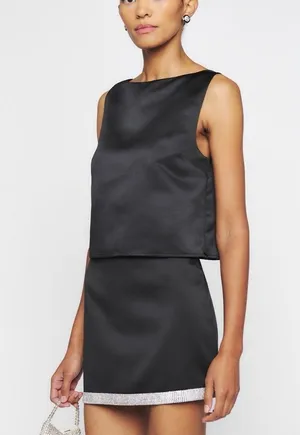 Reformation Tatiana Black Rhinestone Mini Skirt thumbnail 4