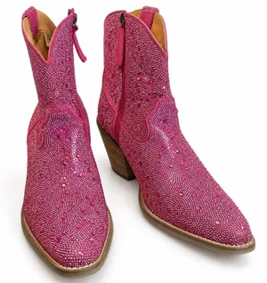 Dingo Silver Dollar Women’s 9.5M Fuchsia Pink Rhinestone Western Boots DI577 EUC thumbnail 1