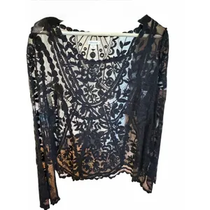 Xhilaration Whimsigoth Romantic Goth Sheer Black Lace Top Size L/XL Boho Witchy thumbnail 2