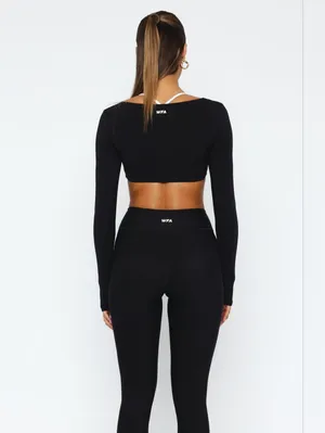 White Fox Active Thriving Long Sleeve Crop Black Small thumbnail 4