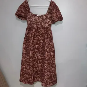 August Sky Floral Jacquard Sweetheart Neck Midi Dress Dusty Mauve Med #400 thumbnail 5