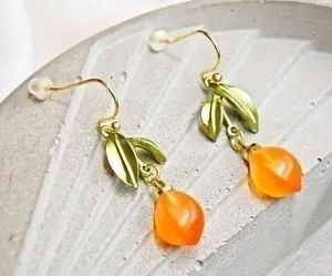 Orange Fruit Earrings Gold thumbnail 1