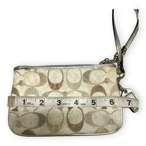 Coach Julia White Beige Silver Sequins‎ Monogram Zip Wristlet Wallet thumbnail 2